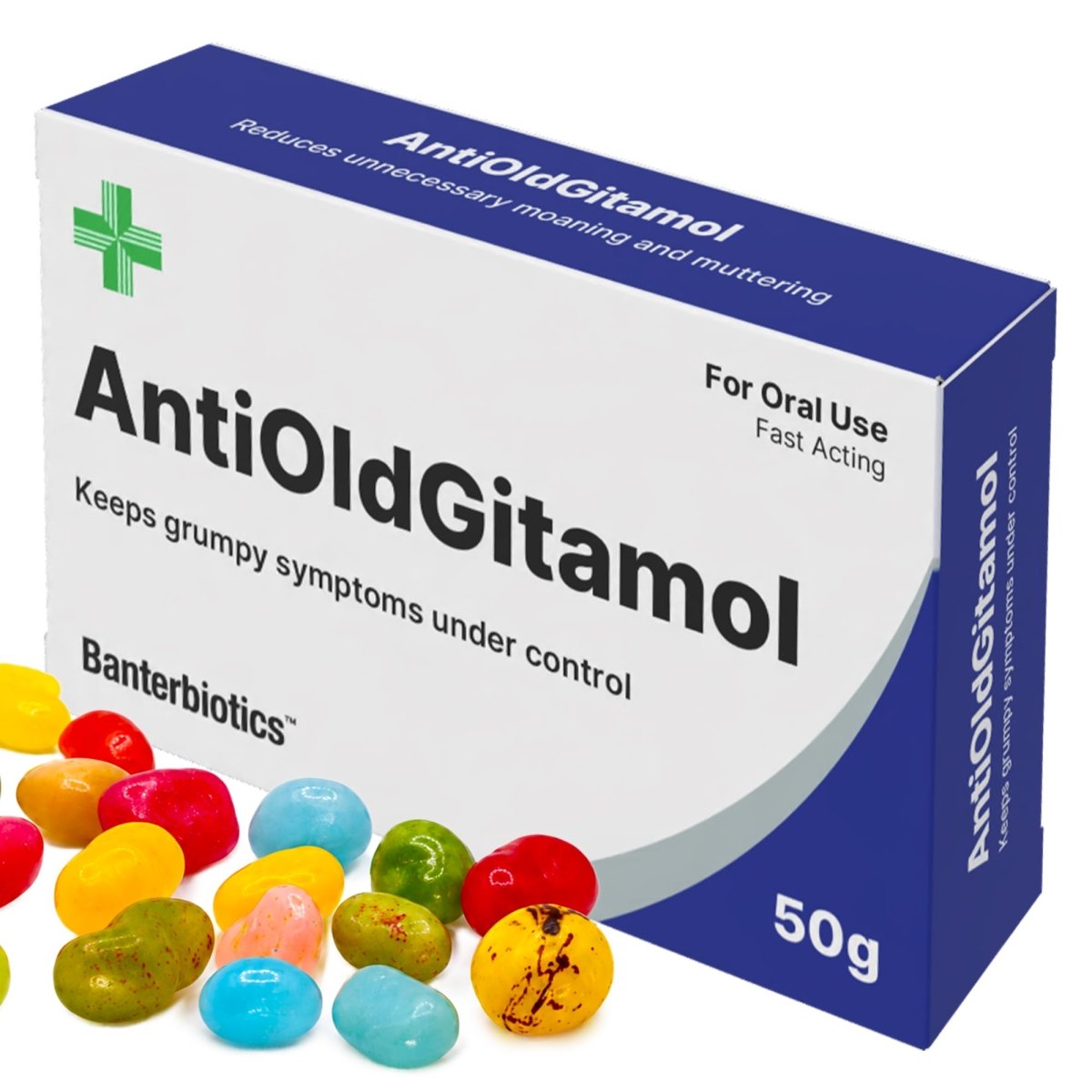 AntiOldGitamol Funny Prescription Pill Box - BanterBiotics
