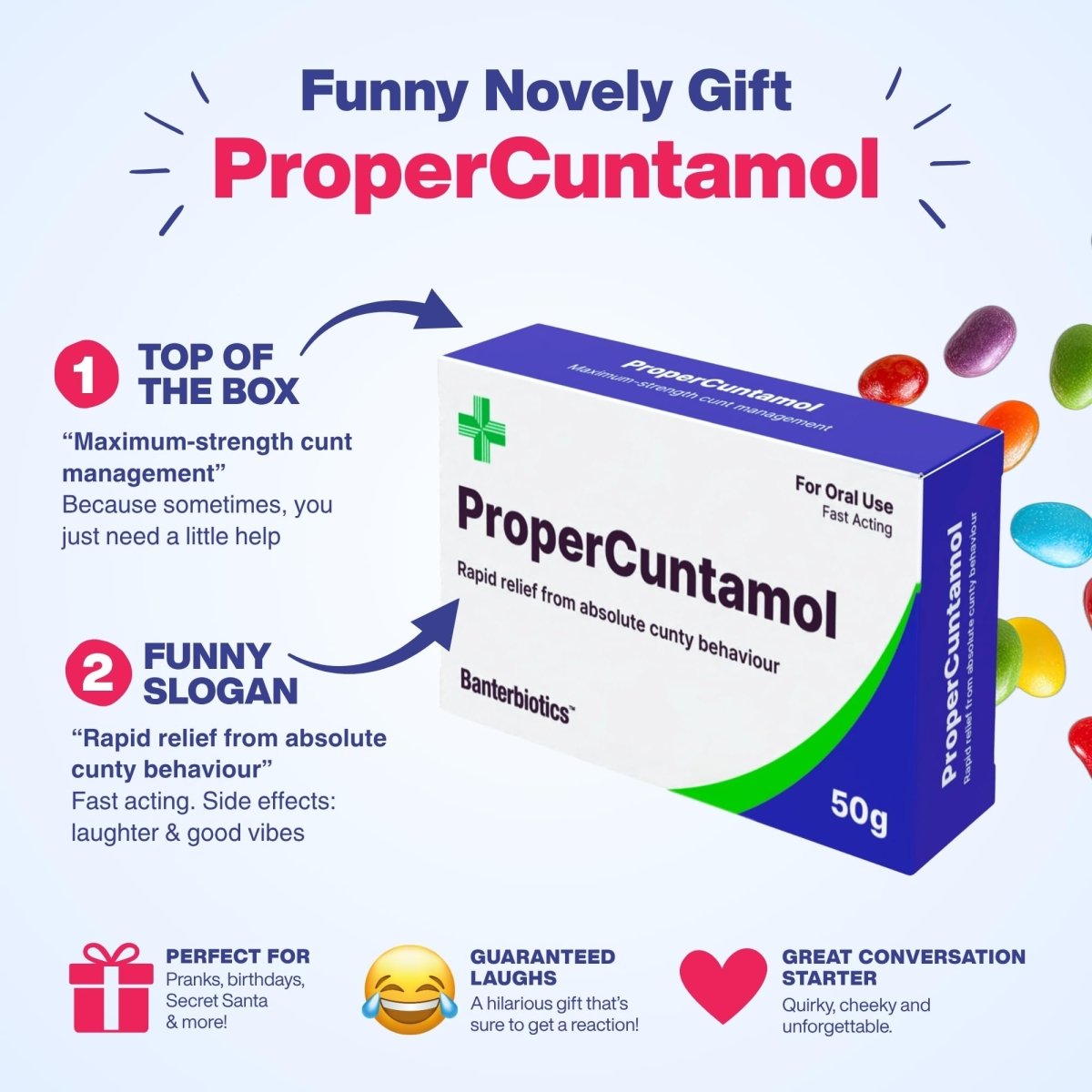 ProperCuntamol Funny Prescription Pill Box - BanterBiotics