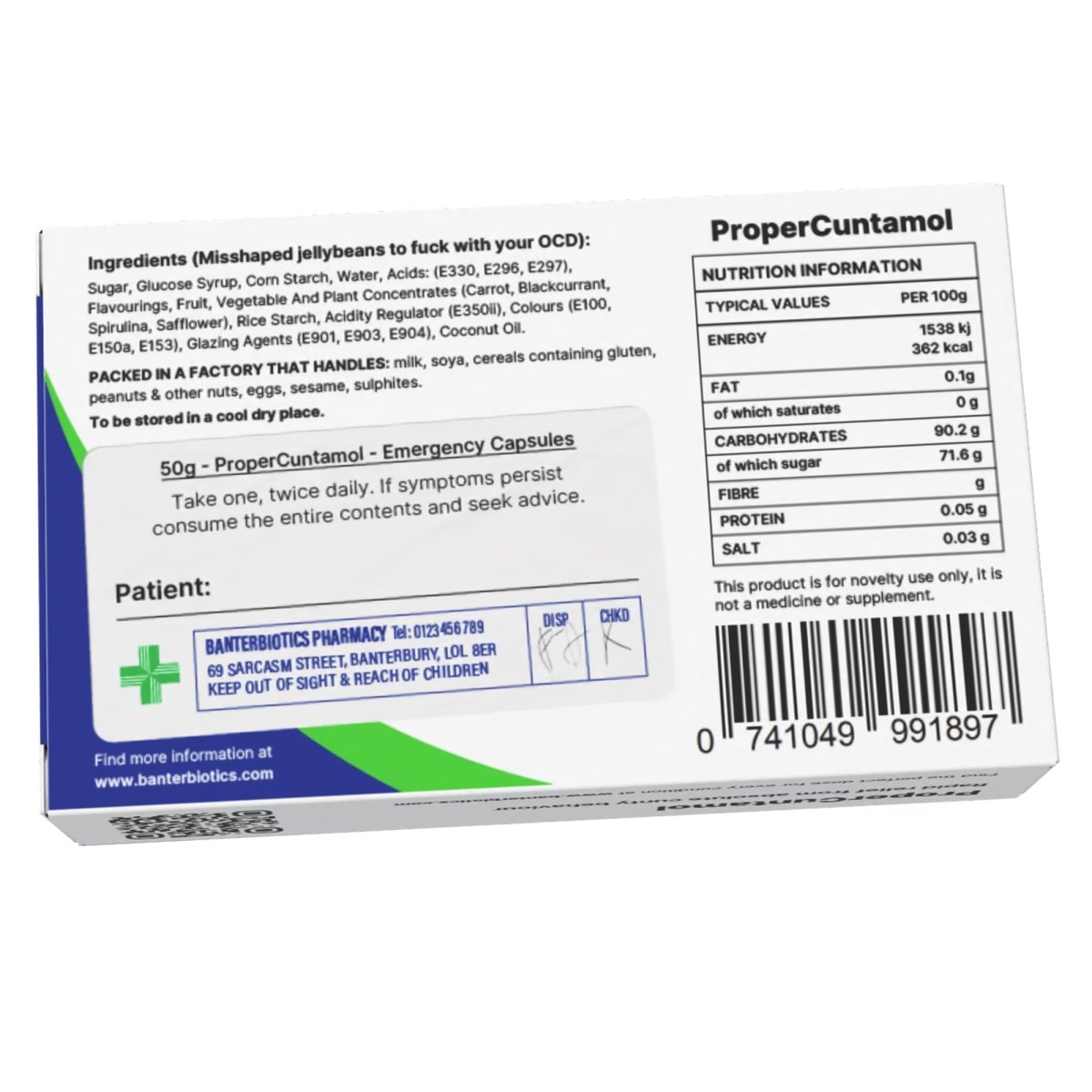 ProperCuntamol Funny Prescription Pill Box - BanterBiotics
