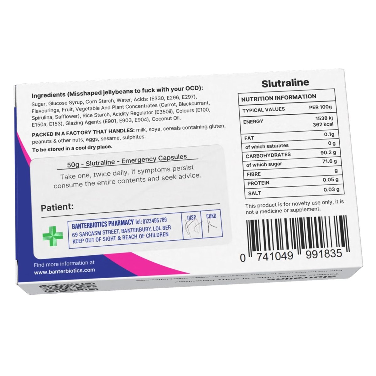 Slutraline Funny Prescription Pill Box - BanterBiotics